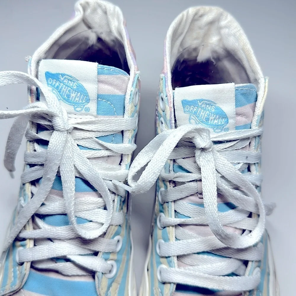 Vans Sk8, Hi Top Skate Shoe, Youth 4 Colorblock Pastel Stripes - Picture 5 of 6
